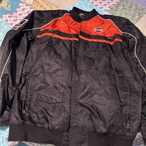 Harley-Davidson Men's Black and Red Bomber Jacket